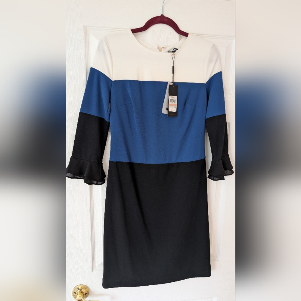 Women's Karl Lagerfeld Paris Blue White Color block Dress Size 2 $149